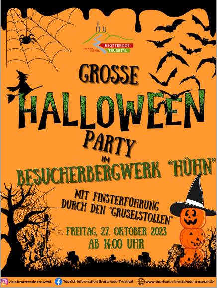 Große Halloweenparty im Besucherbergwerk Hühn in Trusetal