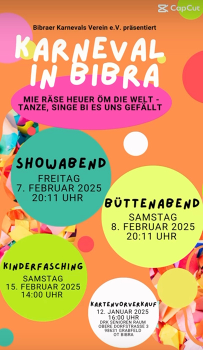 Karneval in Bibra - Showabend und Büttenabend