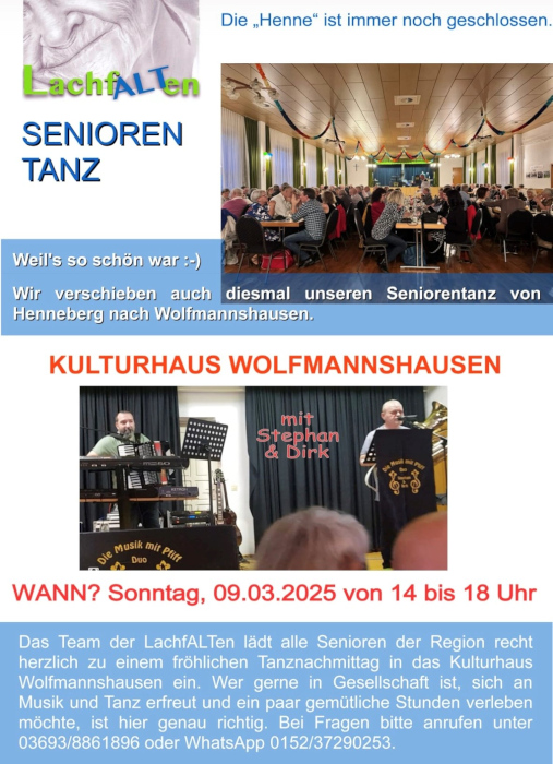 Seniorentanz im Kulturhaus Wolfmannshausen