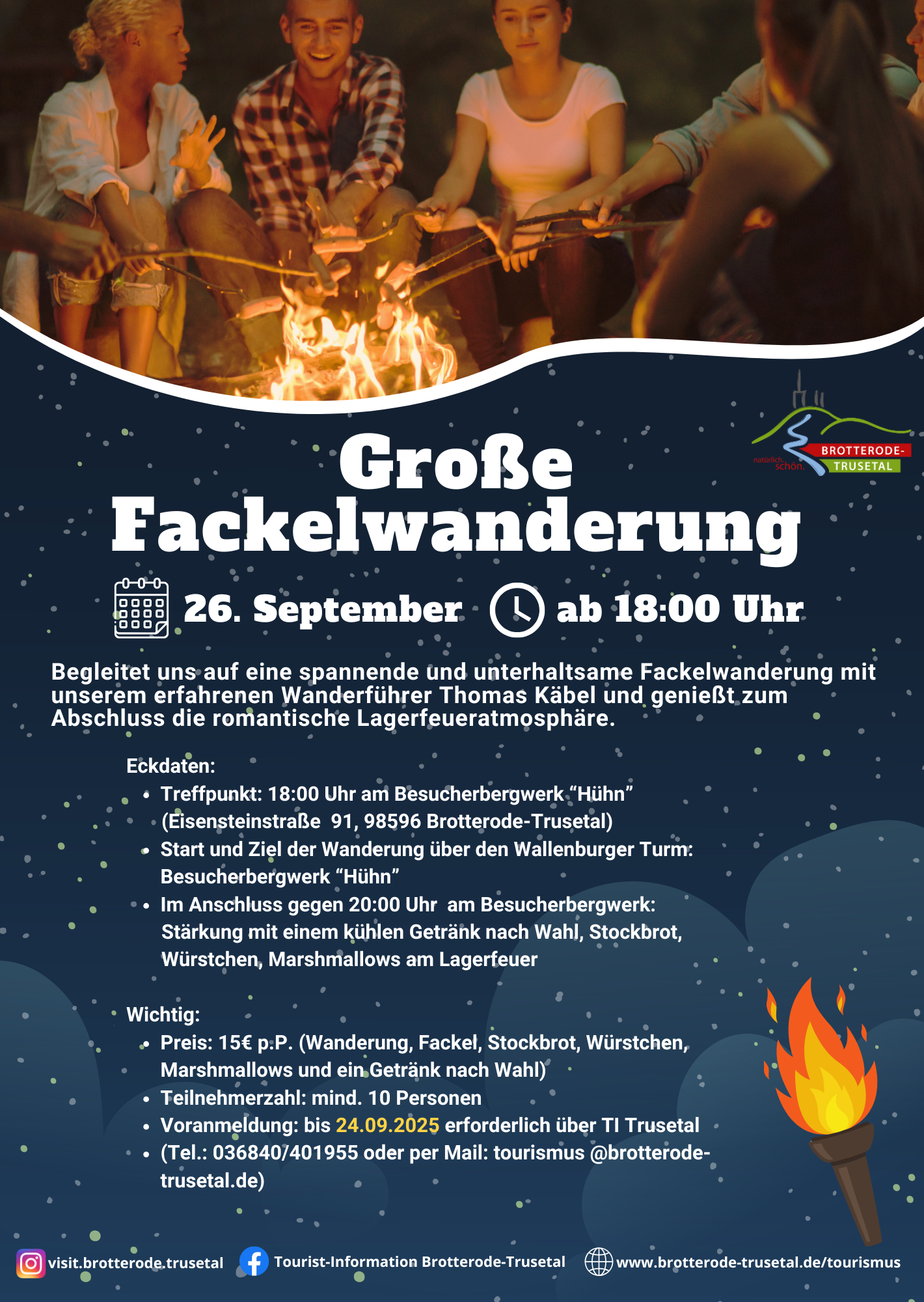 Große fackelwanderung am Besucherbergwerk "Hühn" in Trusetal