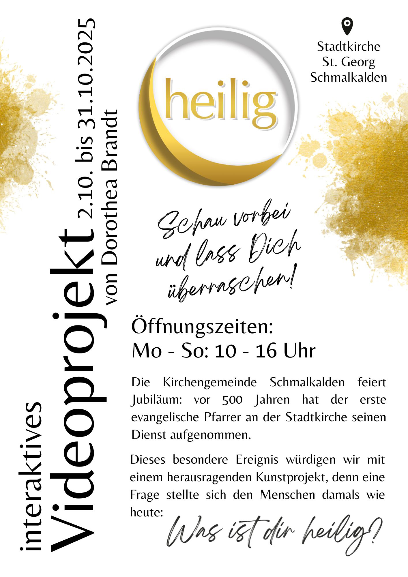 Interaktives Videoprojekt "Heilig" 2.10. bis 31.10.2025 in der Stadtkirche St. Georg in Schmalkalden