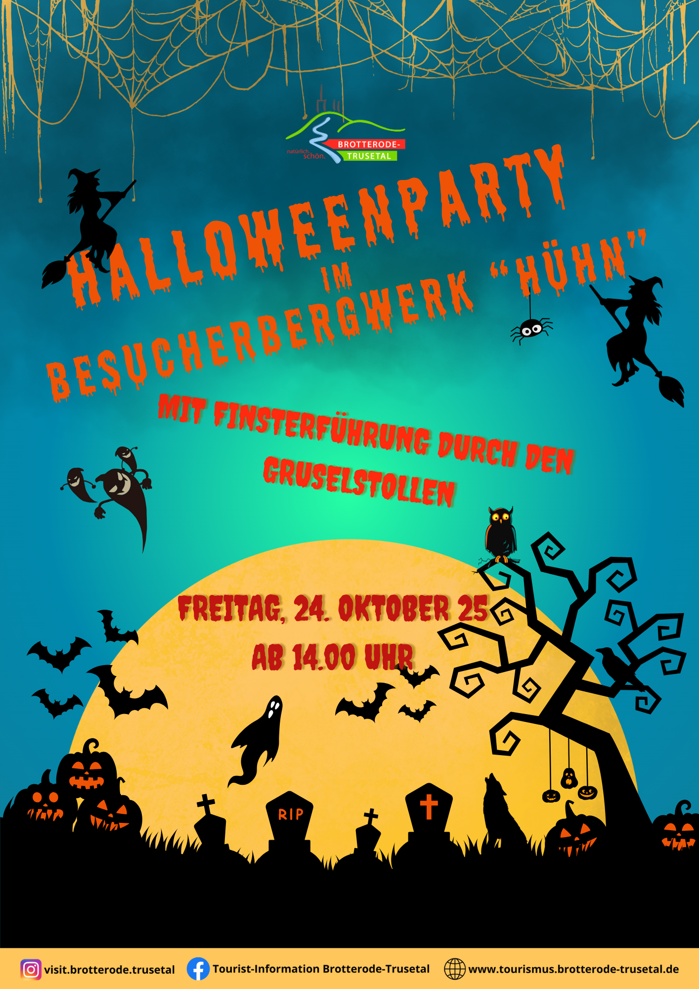 Große Halloweenparty im Besucherbergwerk Hühn in Trusetal