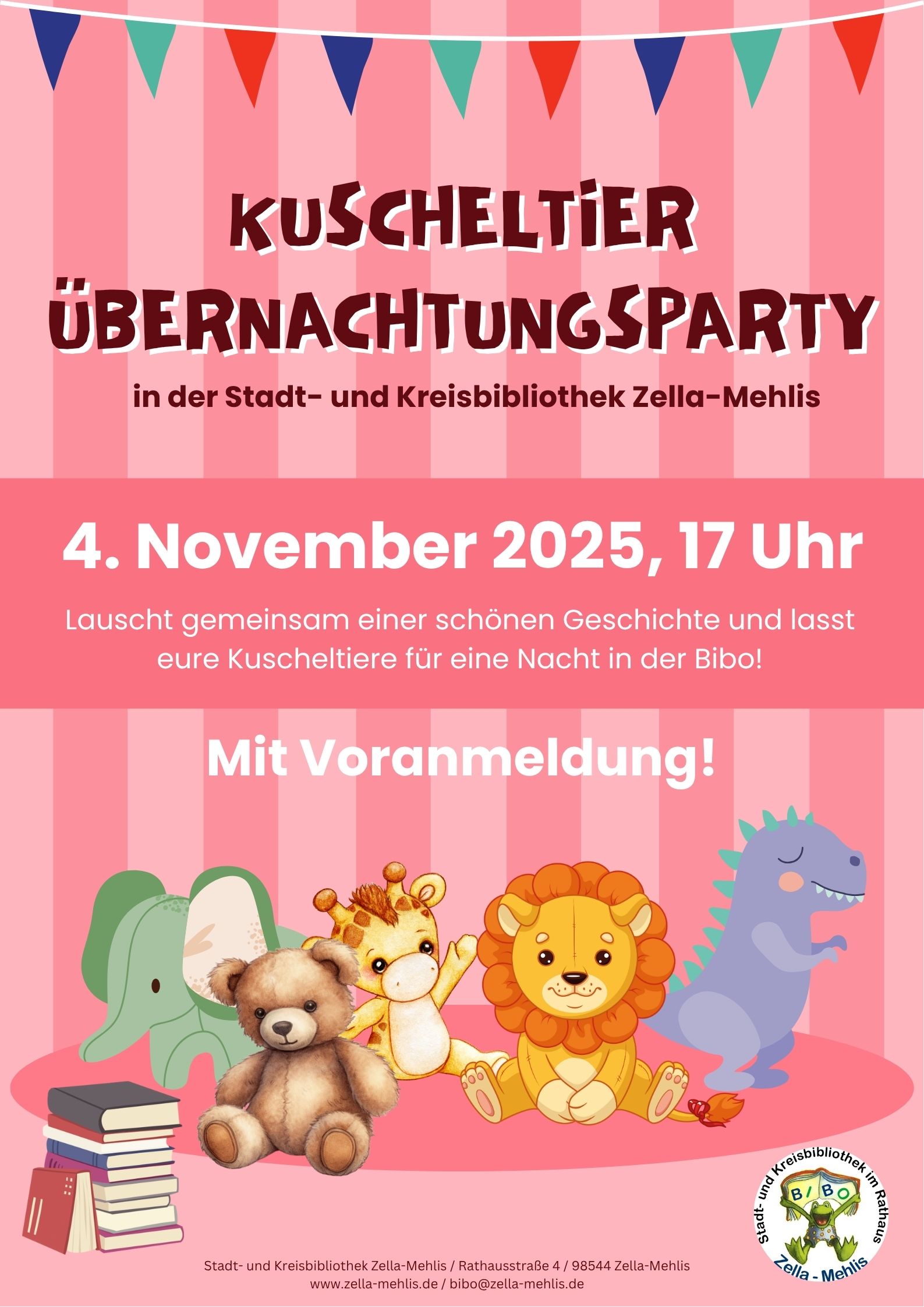Kuscheltier-Übernachtungsparty mit Vorlesestunde